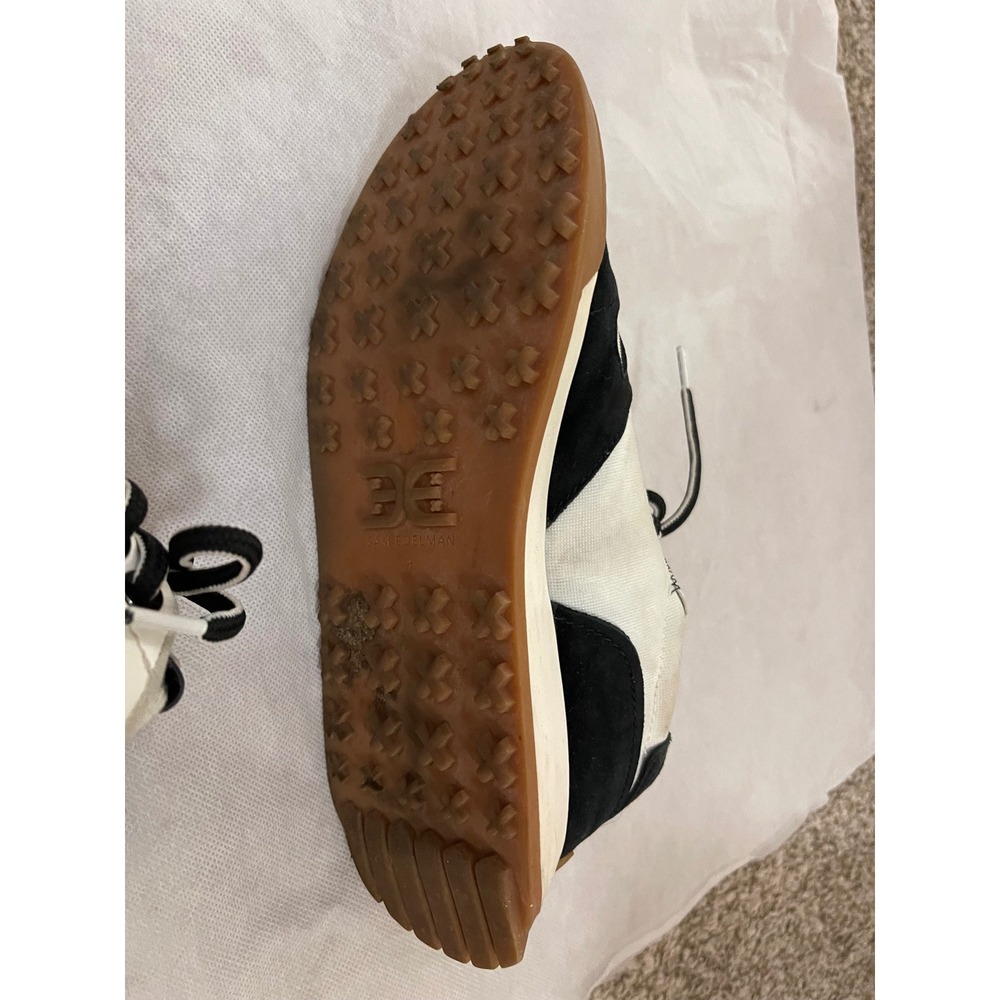 Sam Edelman Layla Women's Sneakers White Black Suede Gum Sole Size 7M - Picture 3 of 7